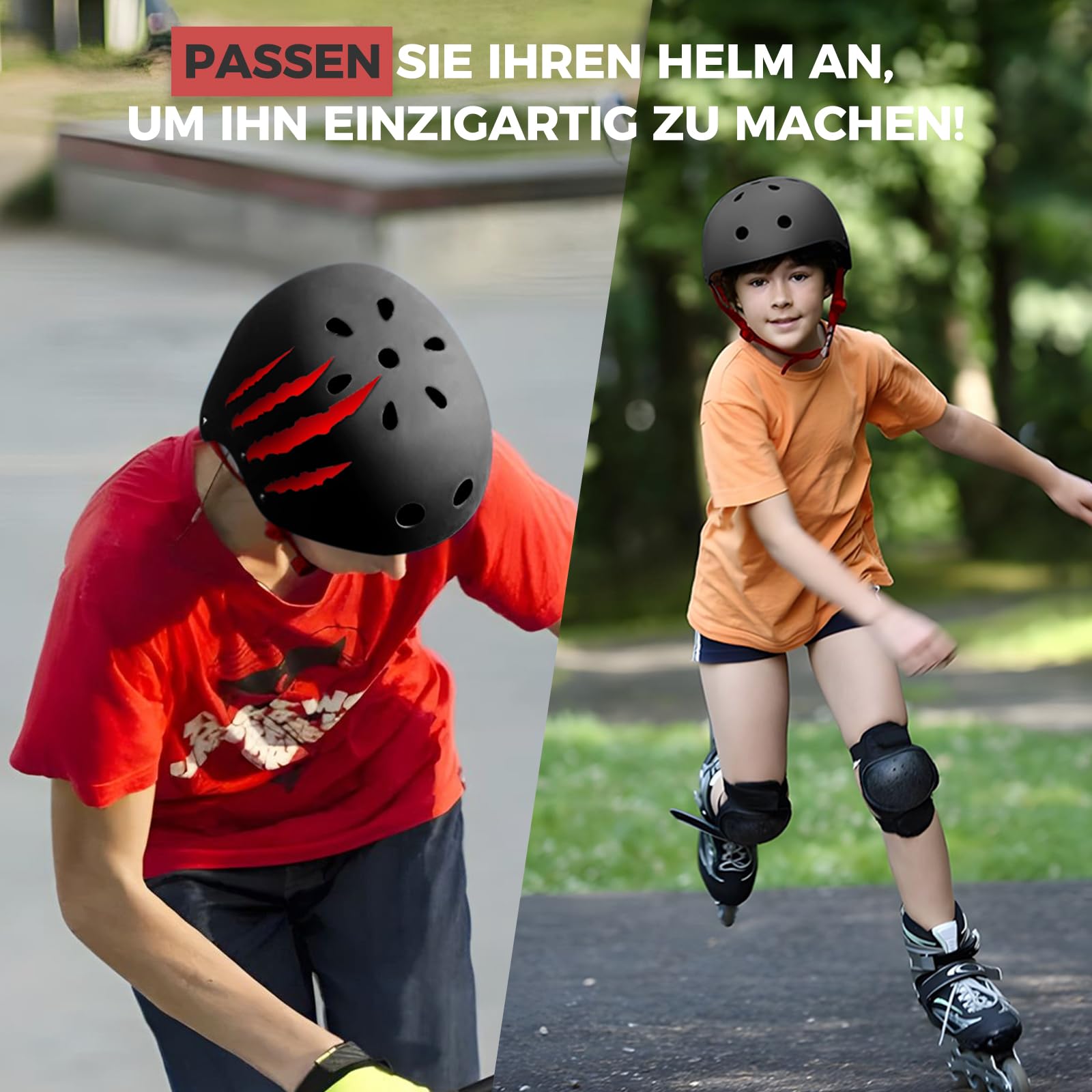 LeapBeast Skaterhelm Fahrradhelm, Belüftung | Sicherheit | leicht | Skateboarding Helm für Fahrrad Skateboard Scooter BMX Kind Erwachsene