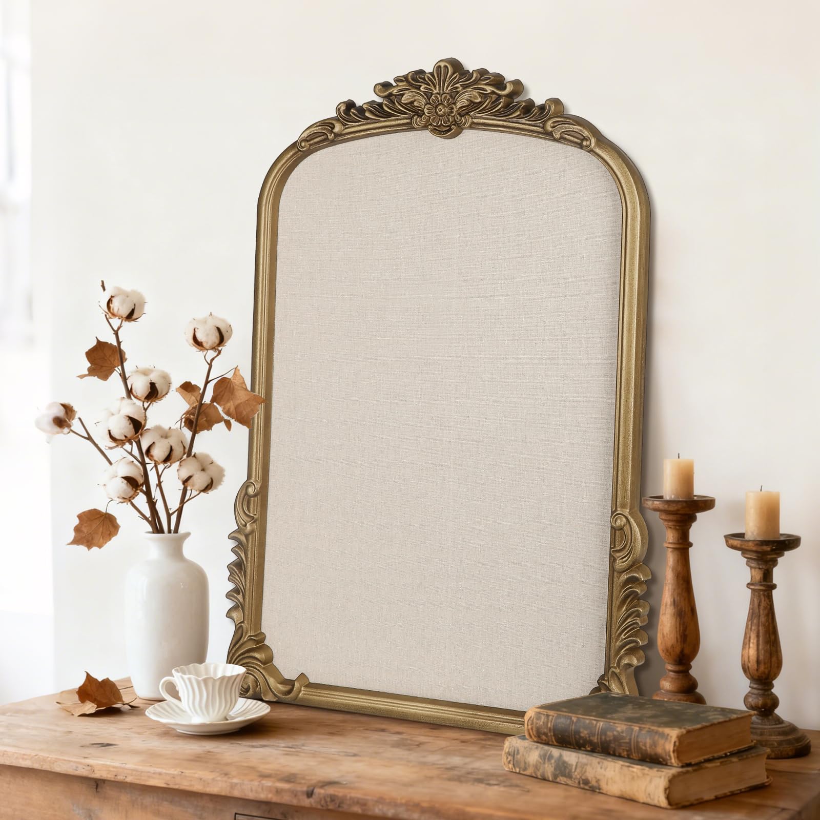Pinnwand aus Stoff, 48,3 x 68,6 cm, Vintage-Pinnwand mit goldenem Rahmen, kunstvolle große Pinnwand für Wanddekoration, Heimbüro, Klassenzimmer, Studio, Schlafzimmer zum Präsentieren von Fotos