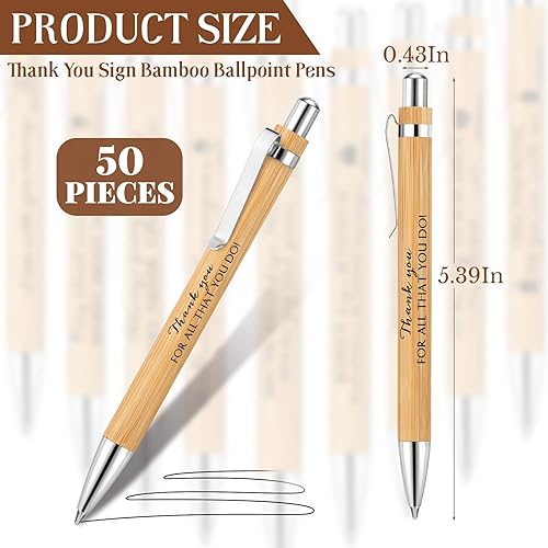 Miniatura 2 de Fuutreo 50 bolígrafos de bambú retráctiles inspiradores a granel, regalo de agradecimiento para empleados, regalo para veterinario, asistente