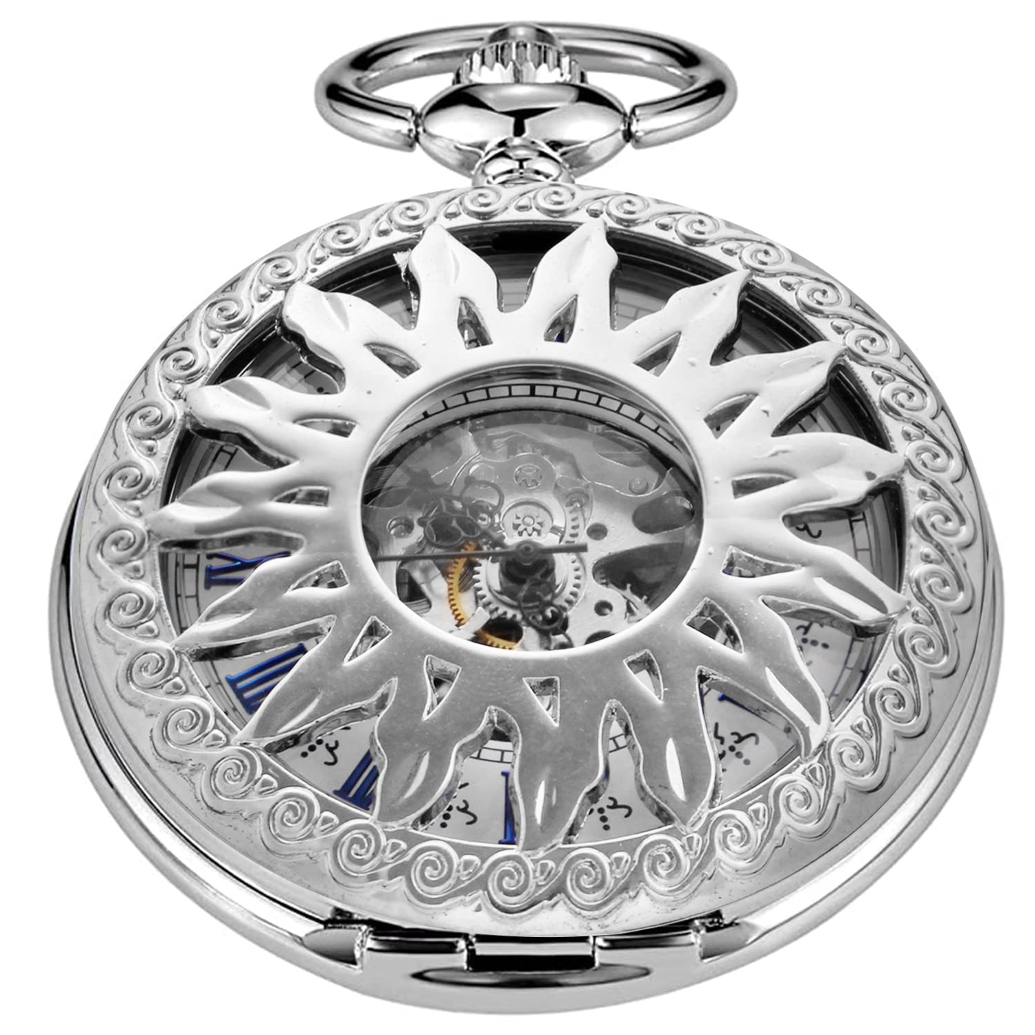 Classic Bronze/Black Mechanical Pocket Watches, Mechanical Vintage Bronze/Black Mechanical Pocket Watches Roman Numerals Black Dial Watches