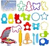 Dough Tools Play for Kids- Dough Accessories Molds Stamps Hamburgers Scissor Rolling Pin and Storage Box, Party Favors Set for Age 3