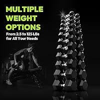 Vista 8 de Hex Weights Dumbbells Set with Rack, 100-550 lb Rubber Coated Dumbbell Sets with Storage, Free Hand Weight for Strength Training, Exercise, Fitness