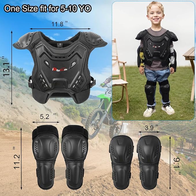 Chaleco protector para niños motocross con rodilleras y coderas miniatura 6