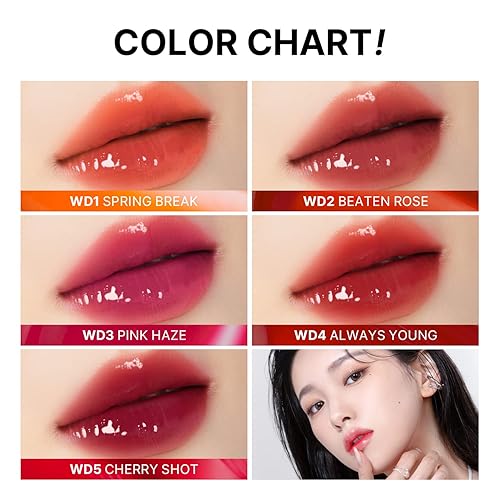 Miniatura 3 de MERZY The Watery Dew Tint  Tinte de labios brillante de alto pigmento con brillo acuoso, humedad de larga duración y color vivo #05 CHERRY SHOT,