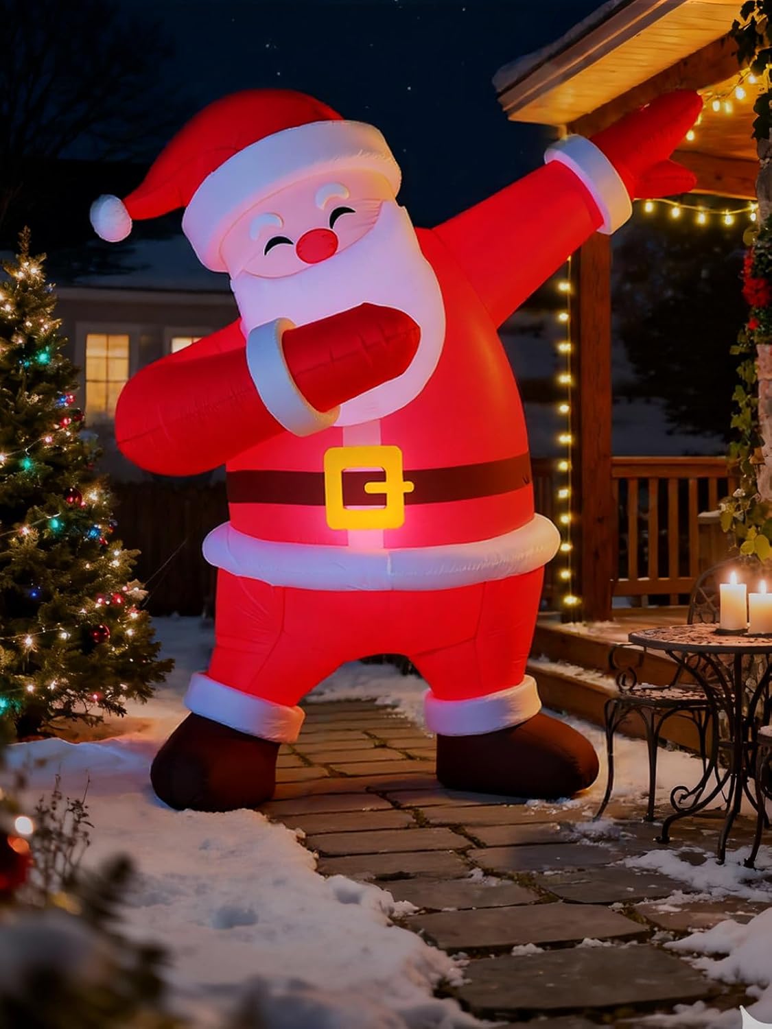 7.8 ft christmas inflatable santa claus outdoor decorations, blow up dabbing santa in dab dance pose, built-in bright leds, cool xmas yard garden lawn holiday decor (cool santa pose, one size)