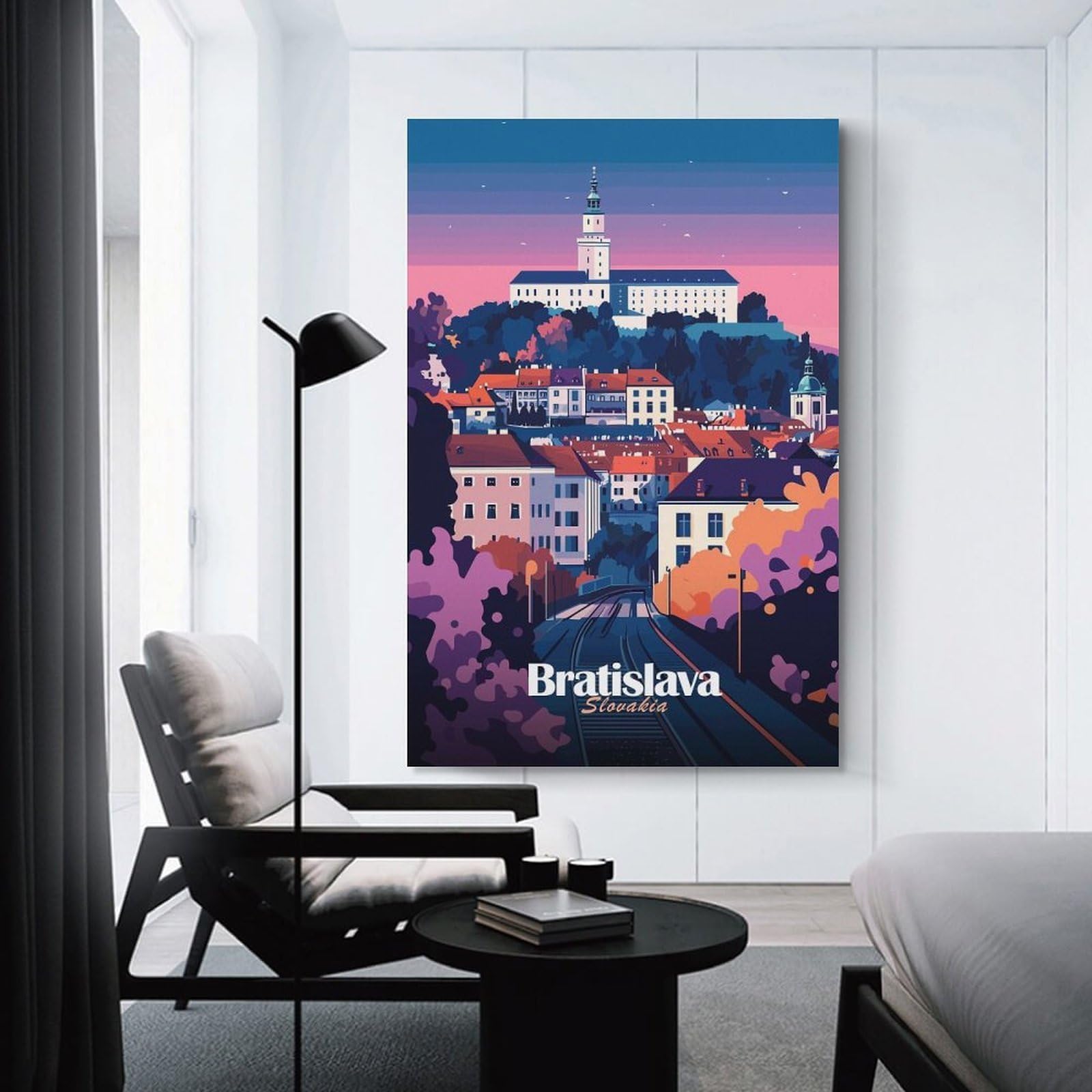Junmoney Unframe-Style-23 Bratislava Cityscape Decorative Wall Artwork 24X36inch(60X90cm), For Corridors, Hallways Or Apartment Entries, Home Artwork For First Impressions