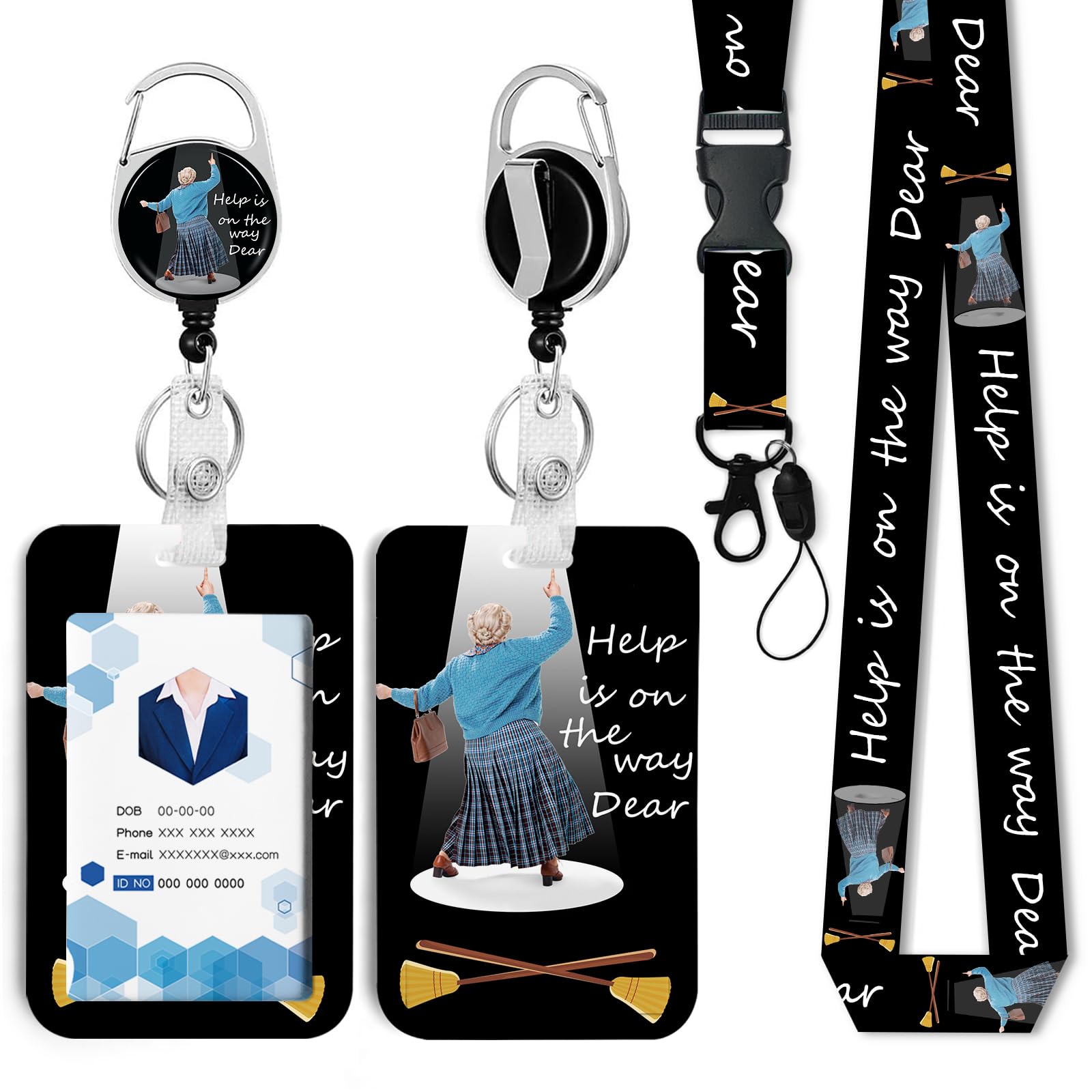 Help is on The Way Badge Holder with Retractable Reel and Breakaway Lanyard