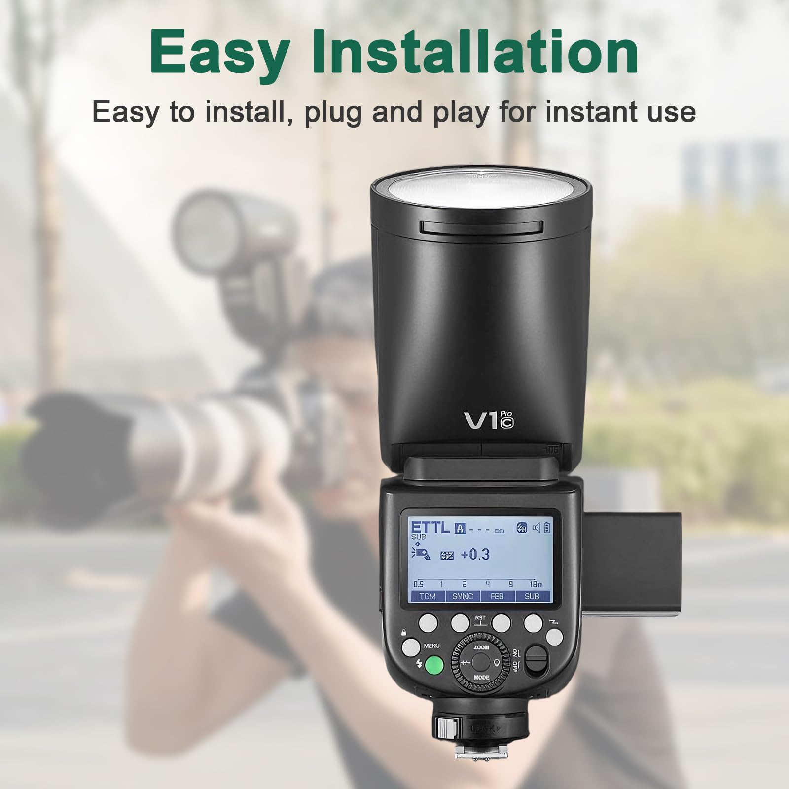 VB30 Akku 3500mAh Kompatibel mit GODOX V1Pro V1PRO-S V1PRO-N V1PRO-C V1PRO-F V100 V100C V100N V100S V1S V1C V1N V1O V860III V850III Kamerablitz, USB-C Eingang, 7,2V Li-Ionen Akku