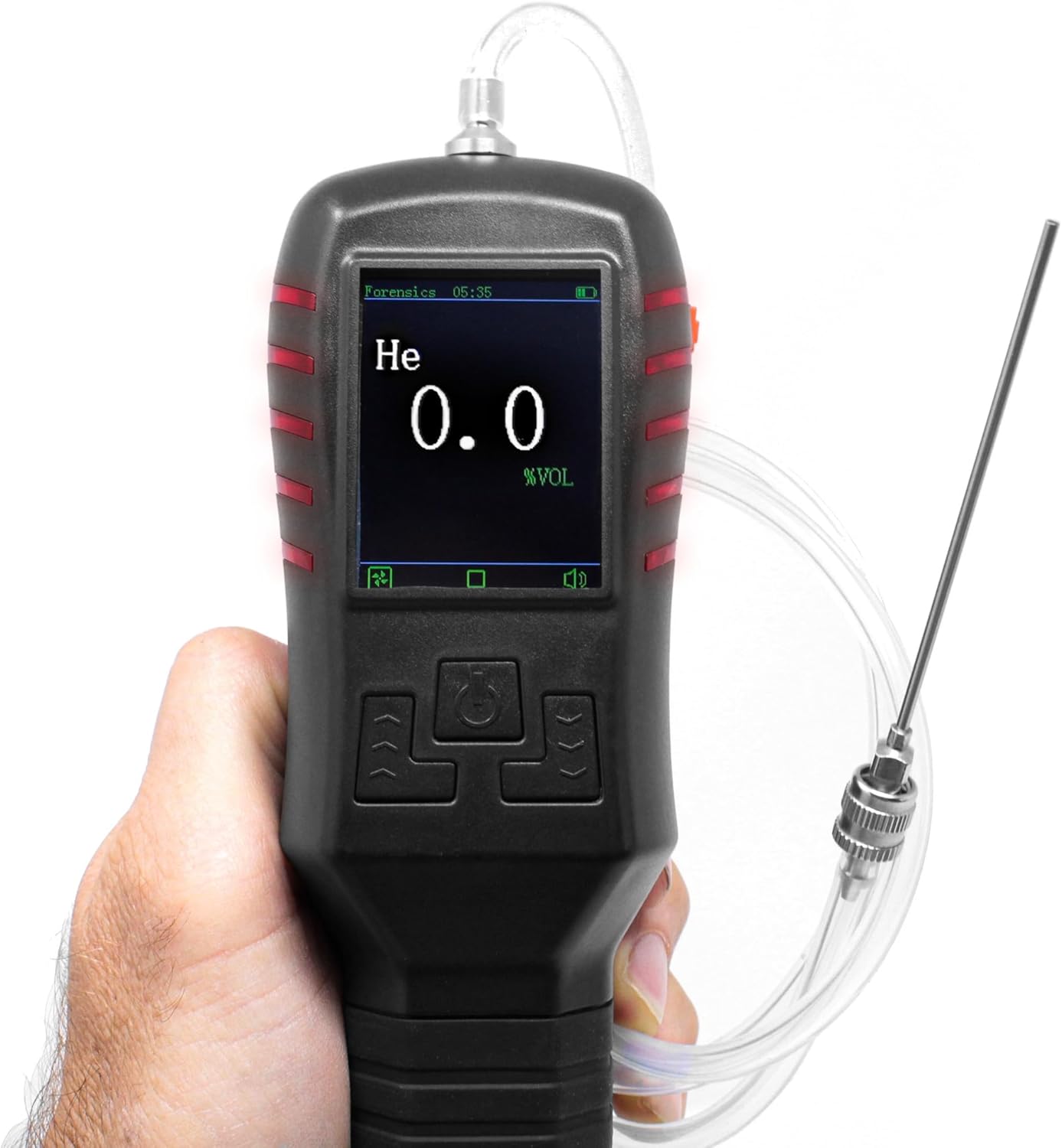 Forensics Detectors Helium Gas Analyzer: 0-100% Purity & Leak Detection, 0.1% Resolution, NIST Calibrated, Built-in Pump