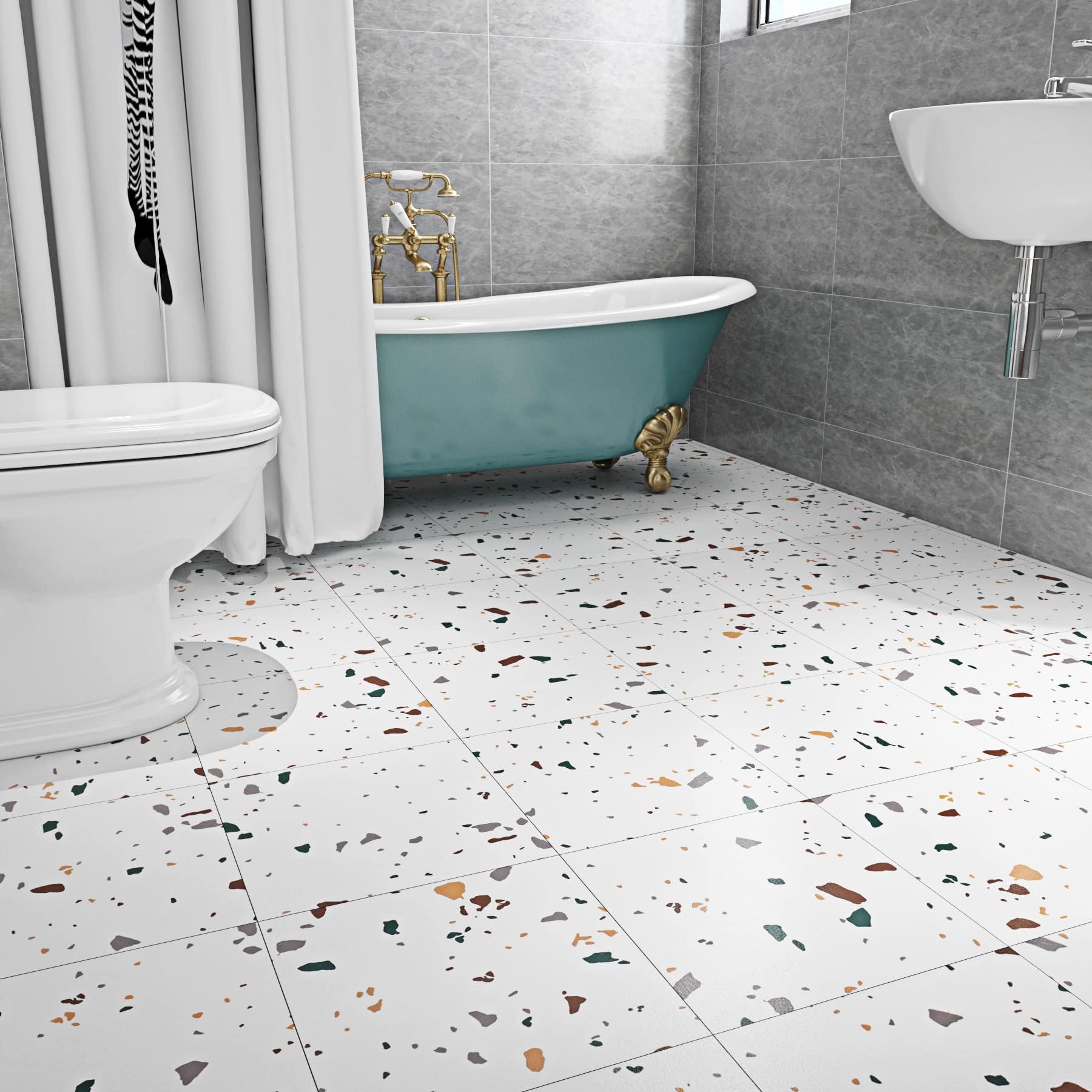 Amazon.com: Escale 10 Pieces of 8x8 inch Luxury Vinyl Base Tiles with ...