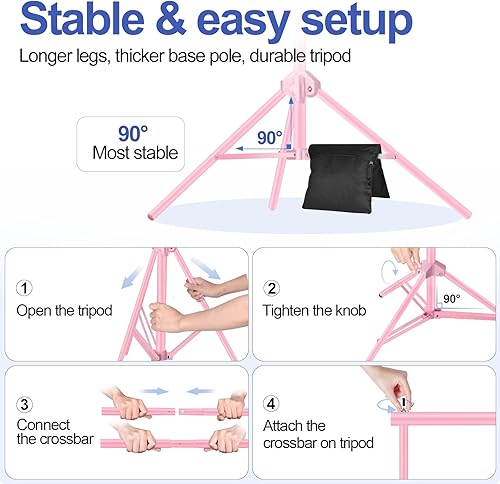 Vista 69 de EMART Soporte de fondo ajustable de 10 x 7 pies de ancho x alto, kit de soporte de fondo ajustable con 2 barras transversales, 8 abrazaderas, 2