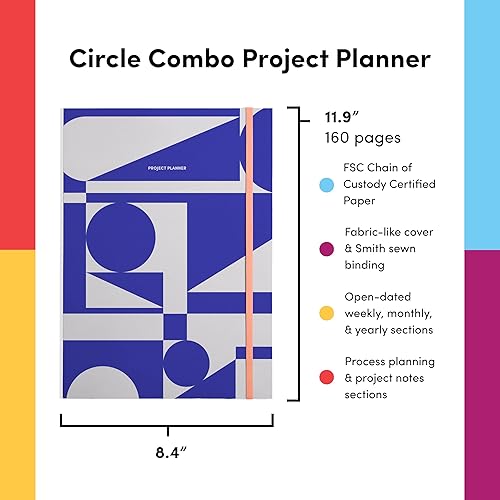 Miniatura 5 de POKETO Planificador de proyectos de tapa dura, 11.9 x 8.4 pulgadas, sin fecha, cuaderno semanal, mensual y anual, planificador diario, toma de