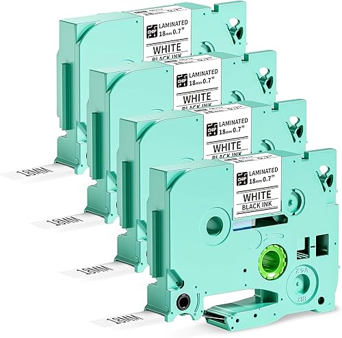 Vixic Cinta para etiquetadora D480BT de 0.71 pulgadas, 4 unidades 4B21Z, recambios de etiquetas negras sobre blancas compatibles con Brother PT-D400