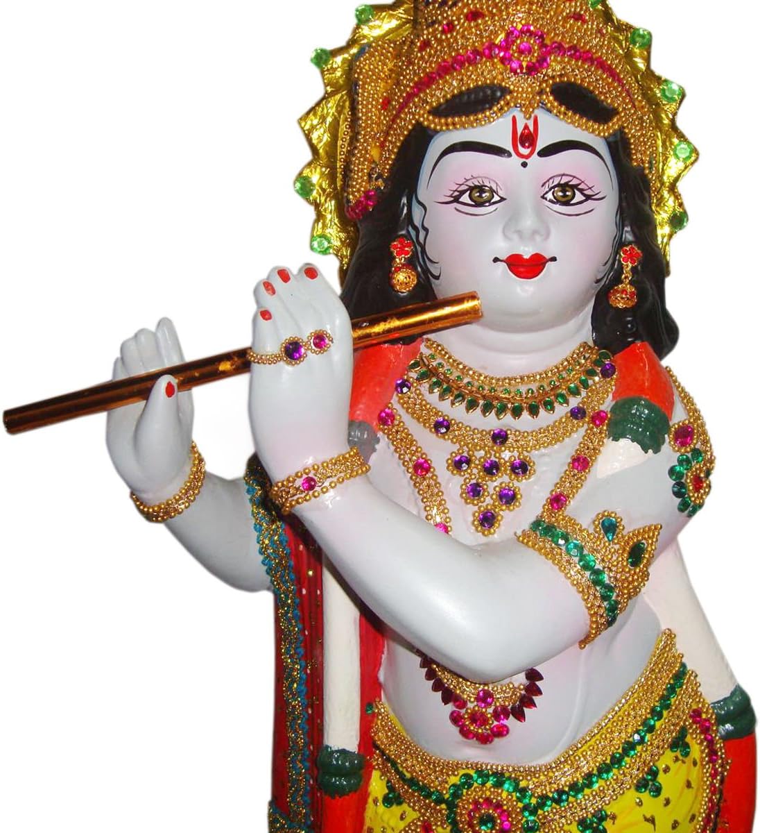 Kerala Nettipattam Beautiful Krishna Statue 2.5 Ft Height For Home And Temple Ivory