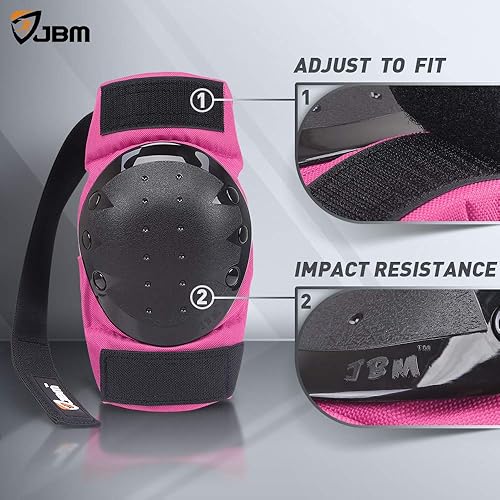 Miniatura 3 de JBM Rodilleras para adultos y niños, coderas y muñequeras para patinaje en línea, patinaje sobre ruedas, monopatín, scootering