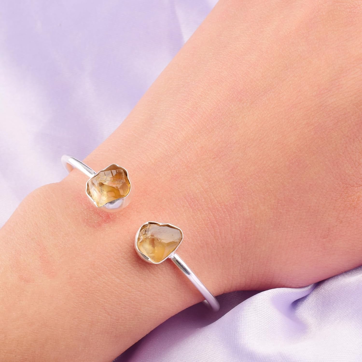 Natural Raw Citrine Cuff Bracelet, Healing Crystal Cuff Bracelet, Bangle Bracelet, Rough Gemstone Bracelet, Jewelry For Woman (citrine) - Image 8