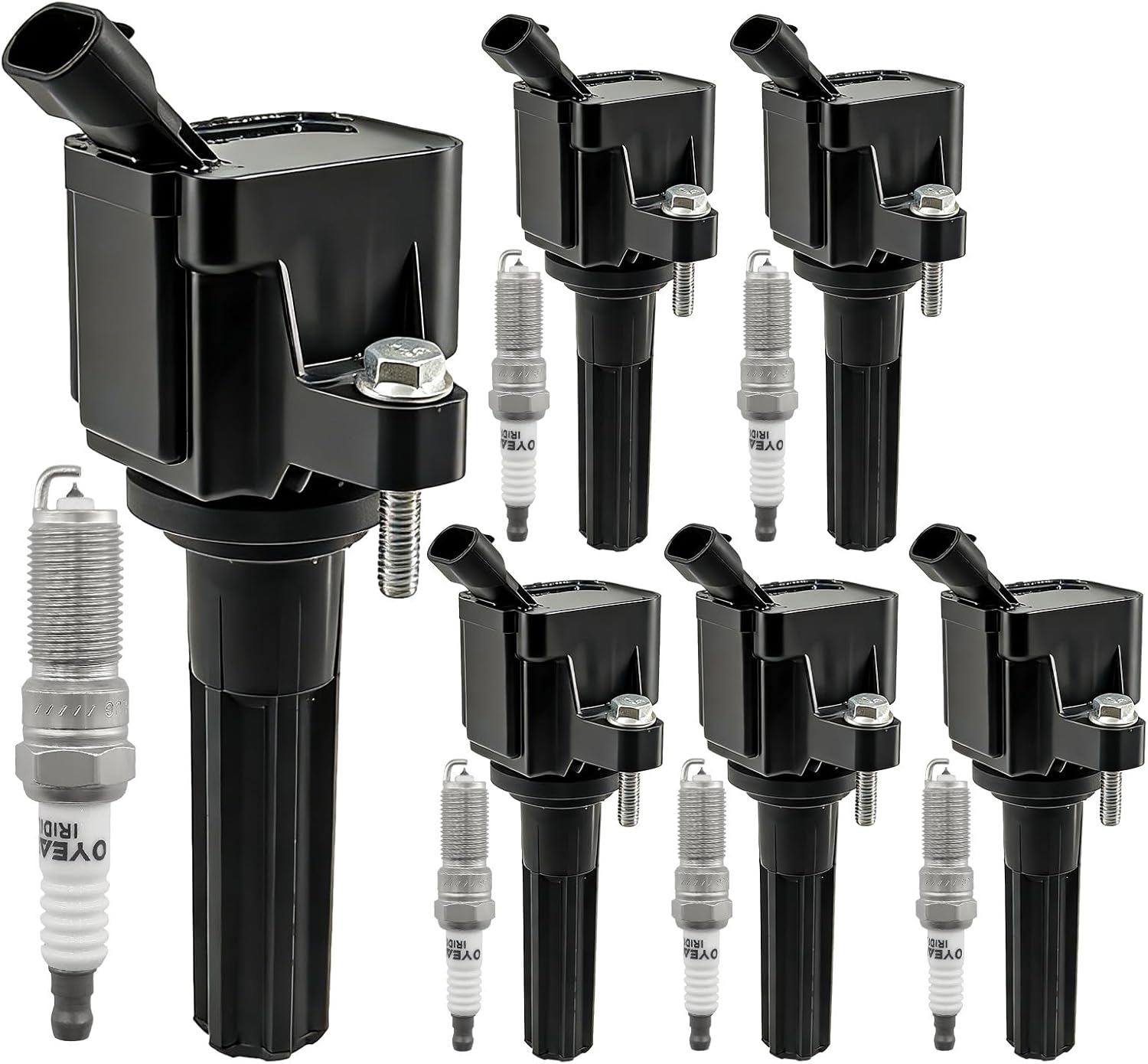 UF497 Ignition Coil Packs 12612369 with Iridium Spark Plugs 5019 Set of 6PCS Fit for GMC Envoy 2006-2009&Chevrolet Trailblazer 2006-2009&Isuzu Ascender 2006-2008&Saab 9-7x 2006-2009&Buick 4.2L L6