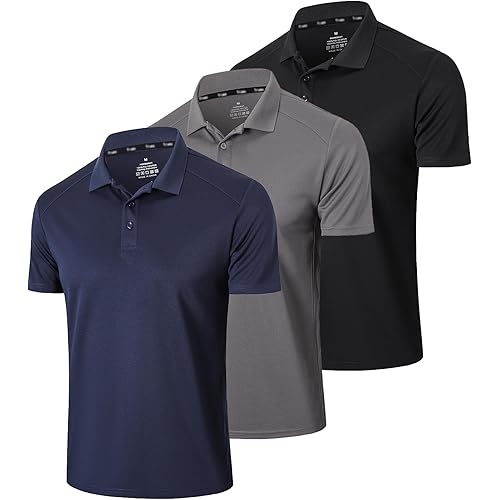 Men’s 1/3 Pack Polo Shirt Moisture Wicking Dry Fit Performance Athletic Short Sleeve Golf Shirt
