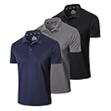 Men’s 1/3 Pack Polo Shirt Moisture Wicking Dry Fit Performance Athletic Short Sleeve Golf Shirt