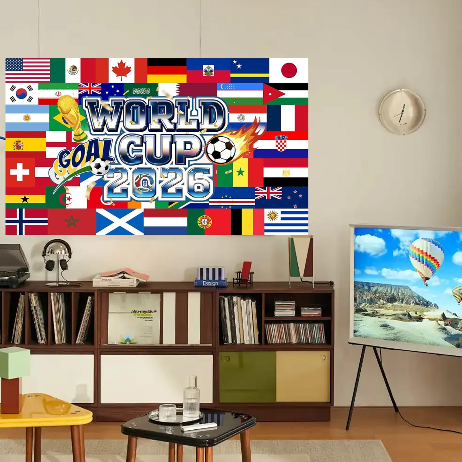Bandera de fútbol de 150 x 90 cm, bandera del Mundial 2026, para colgar en fiestas, jardines, balcones y ventanas, ideal para el Mundial 2026, perfecta para decorar fiestas y actividades al aire libre