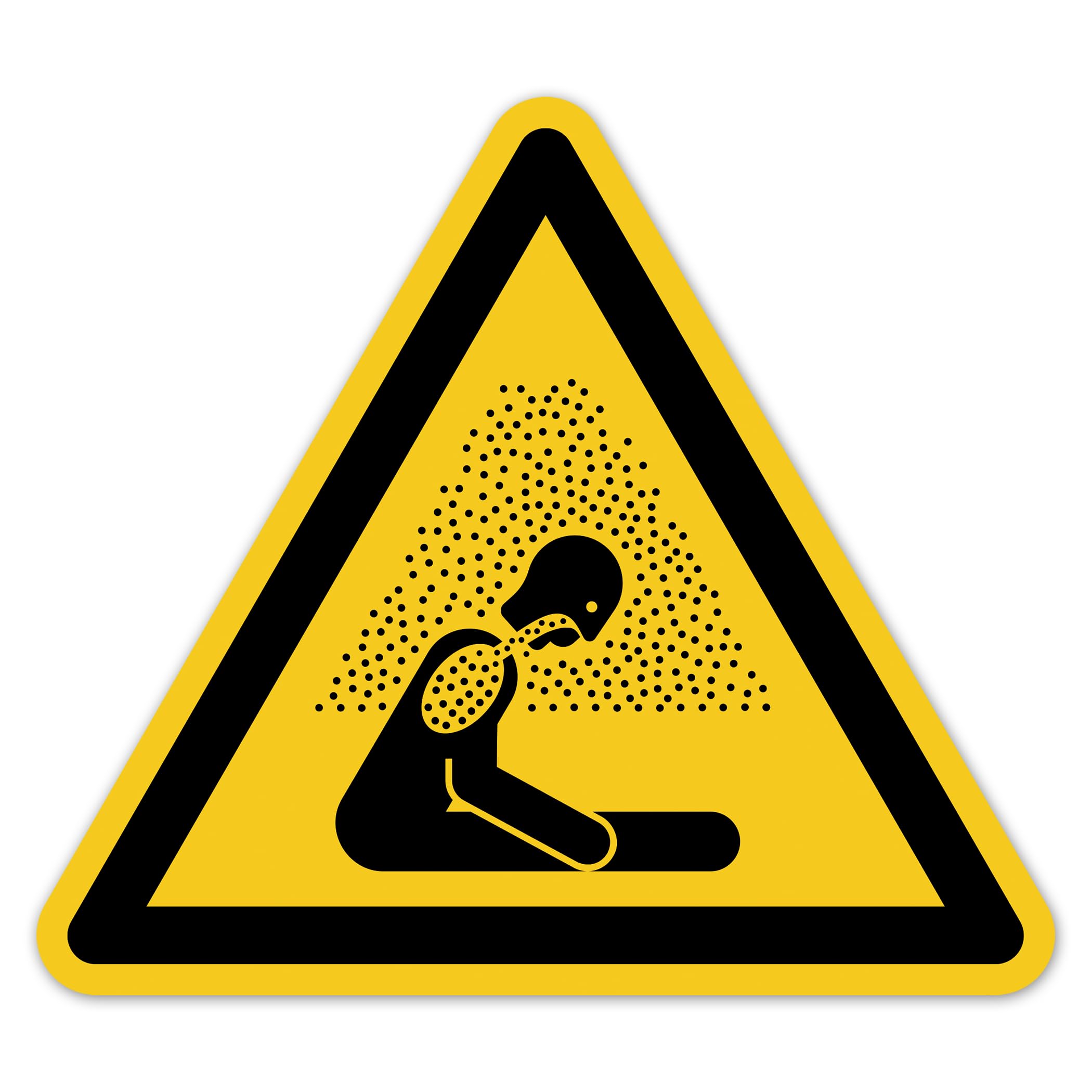 Señal de advertencia de peligro de asfixia según DIN EN ISO 7010 ASR A1.3 W041 – Señal de seguridad pegatinas de advertencia autoadhesivas – símbolo de advertencia para operaciones