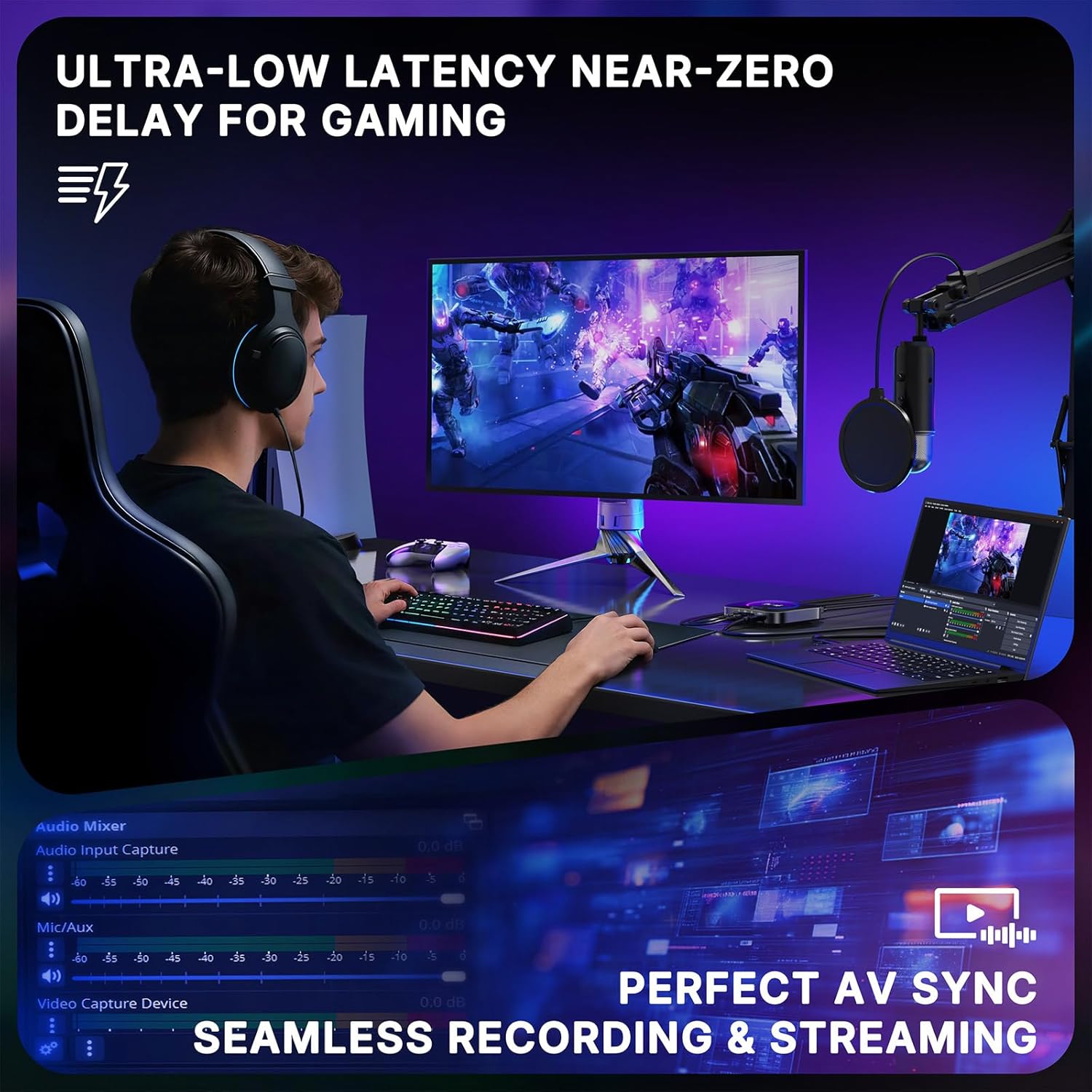 Portta DX20R HDMI Video Capture Card, Stream & Record in 4K 60Hz with Ultra-Low Latency, Passthrough for 1080p@240Hz & 2K@120Hz, USB 3.0 to PC, Support HDR, VRR, Compatible with PS5, Xbox, OBS