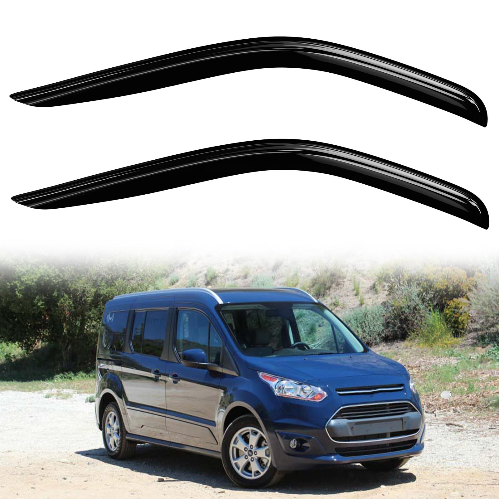 DimFlux Window Deflector for Ford 2014-2024 Transit 2015 2016 2017 2018 2019 2020 2021 2022 2023 Noise Reduction Window Deflector Window Visors rain Guards