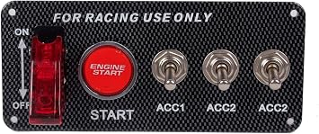 DC12V Ignition Switch Panel 5 in 1 Car Engine Start Push Button LED Toggle For Racing Car