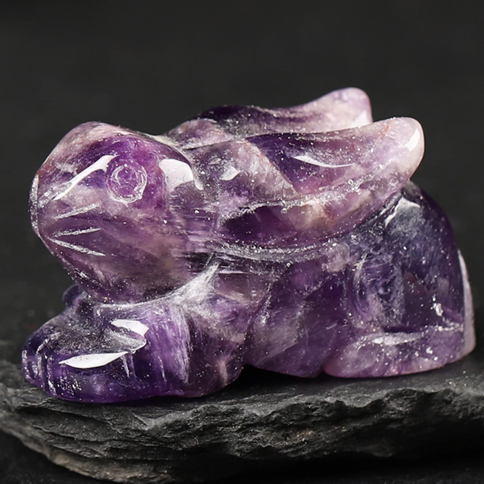 SnamicE Natural crystal rough 1.5 Inch Rabbit Statue Natural Gemstone Animal Statue Carving Stone Desk Home Decoration Handmade Artware Gift,Amethyst-1.5in 1pc