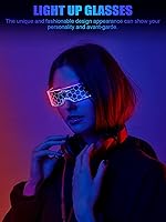 Vista 7 de 2 pares de anteojos de visera LED, 7 colores, gafas futuristas, 4 modos, anteojos luminosos de panal de abeja para adultos