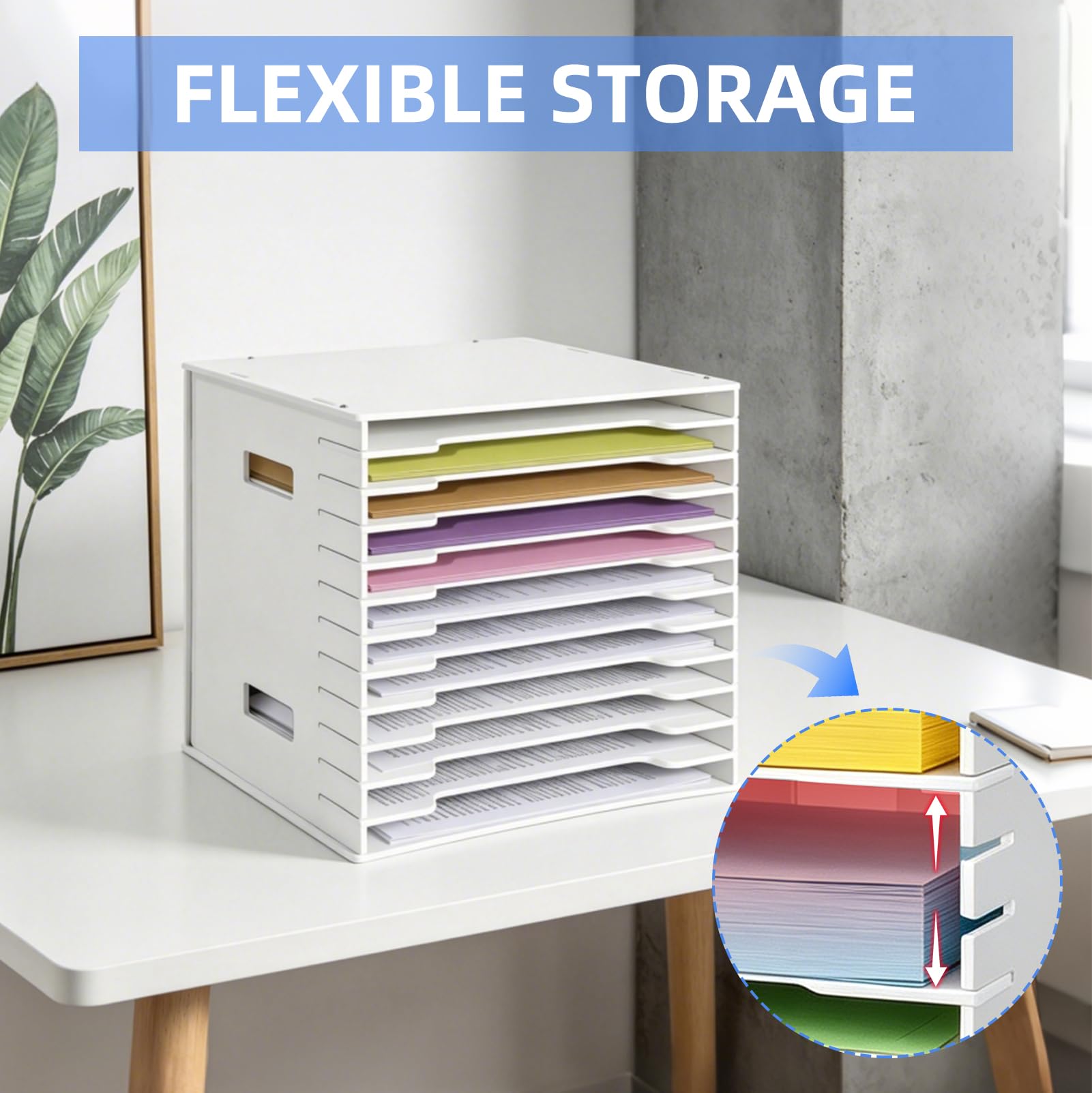 Papier Aufbewahrung, Scrapbook Papierorganizer, 12 Ebenen 12 x 12 in Aktenordner-Aufbewahrungsmappe, Schreibtisch Scrapbooking Papierrack für A4 für Heimbüro
