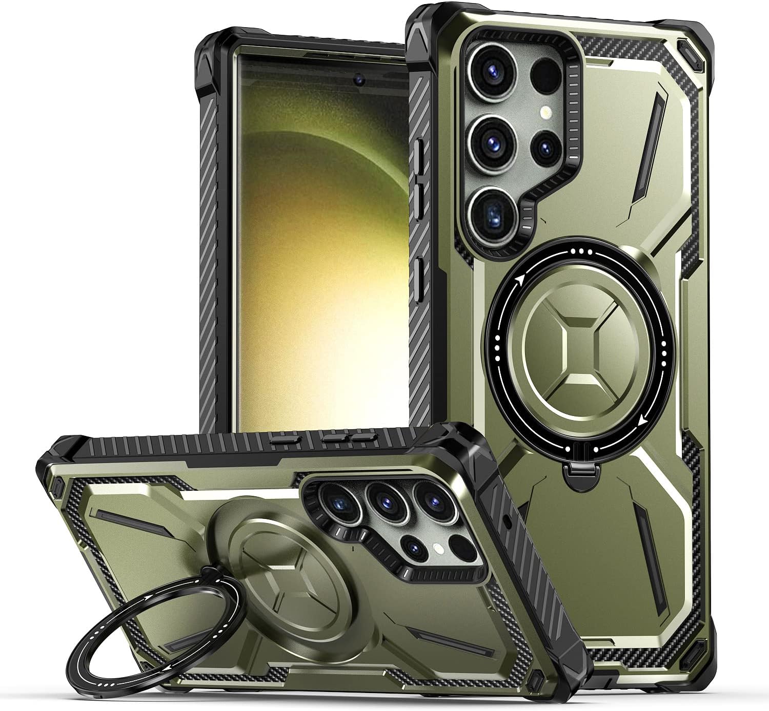 Magnetic Stand Case for Samsung Galaxy S22 Ultra Case [Compatible with MagSafe & Wireless Charger][Invisible Magnet Kickstand] Anti-Drop Heavy Duty Rugged Shockproof Protective Case, Black