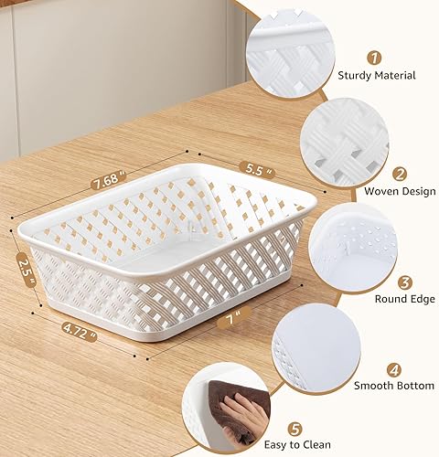 Vista 61 de MaxGear Organización y almacenamiento, 3 unidades, contenedores organizadores de plástico, cestas tejidas para almacenamiento, cestas de plástico