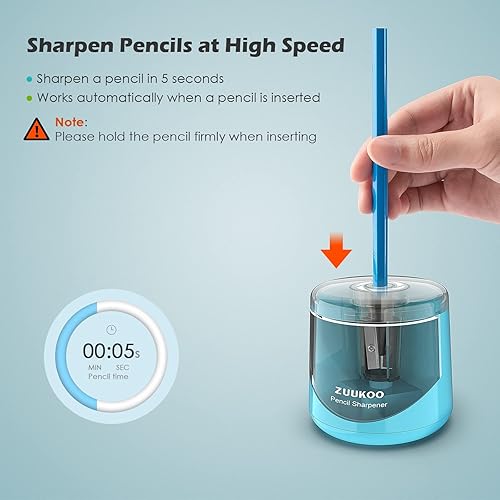 Miniatura 4 de Sacapuntas eléctricos, funciona con pilas para lápices de colores, sacapuntas automático y manual de alta velocidad para niños, escuela en casa