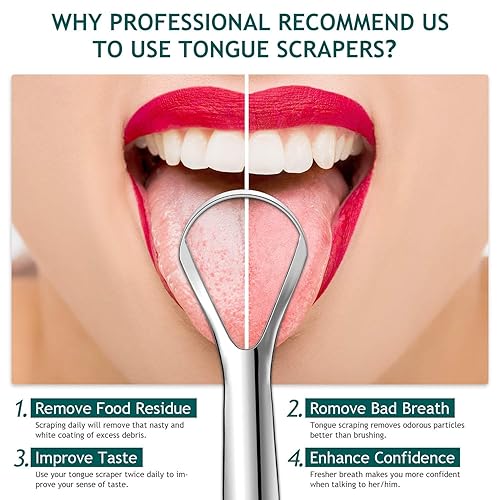 Miniatura 3 de Easkep Fights Bad Breath - Juego de 2 limpiadores de lengua 100 acero inoxidable con estuche de viaje limpiadores profesionales de lengua para