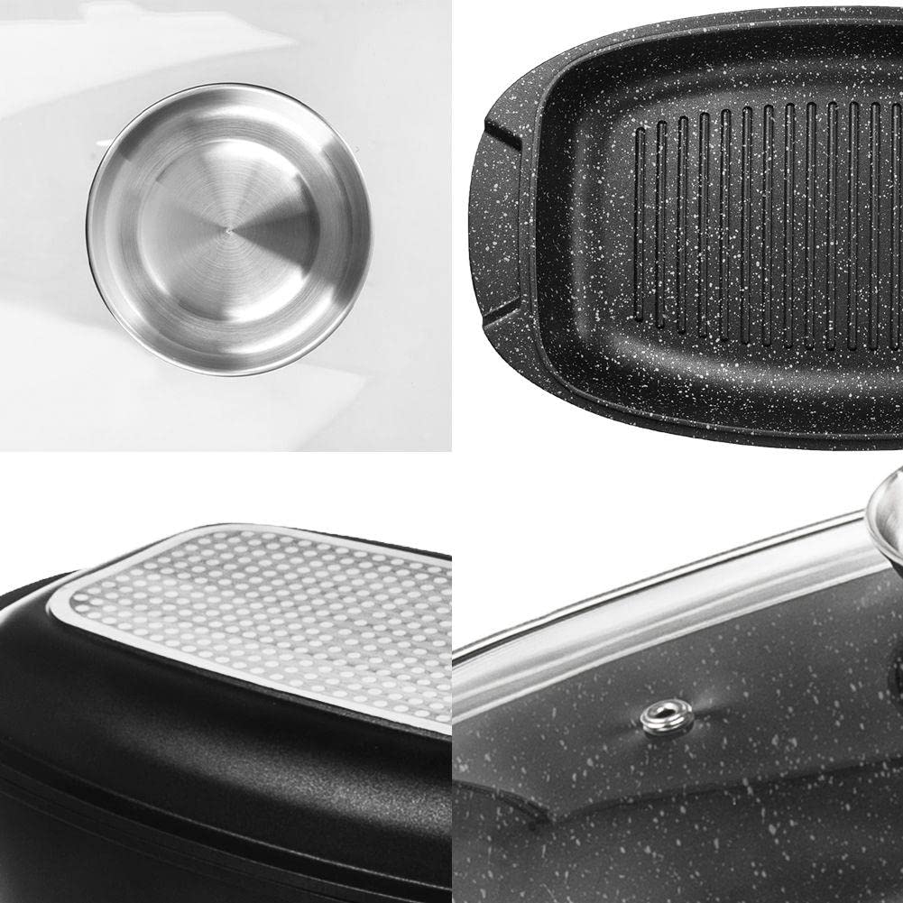 orion group Granitowa brytfanna z powłoką granitową, garnek do duszenia z pokrywką, patelnia grillowa 3 w 1 Grande 5 l