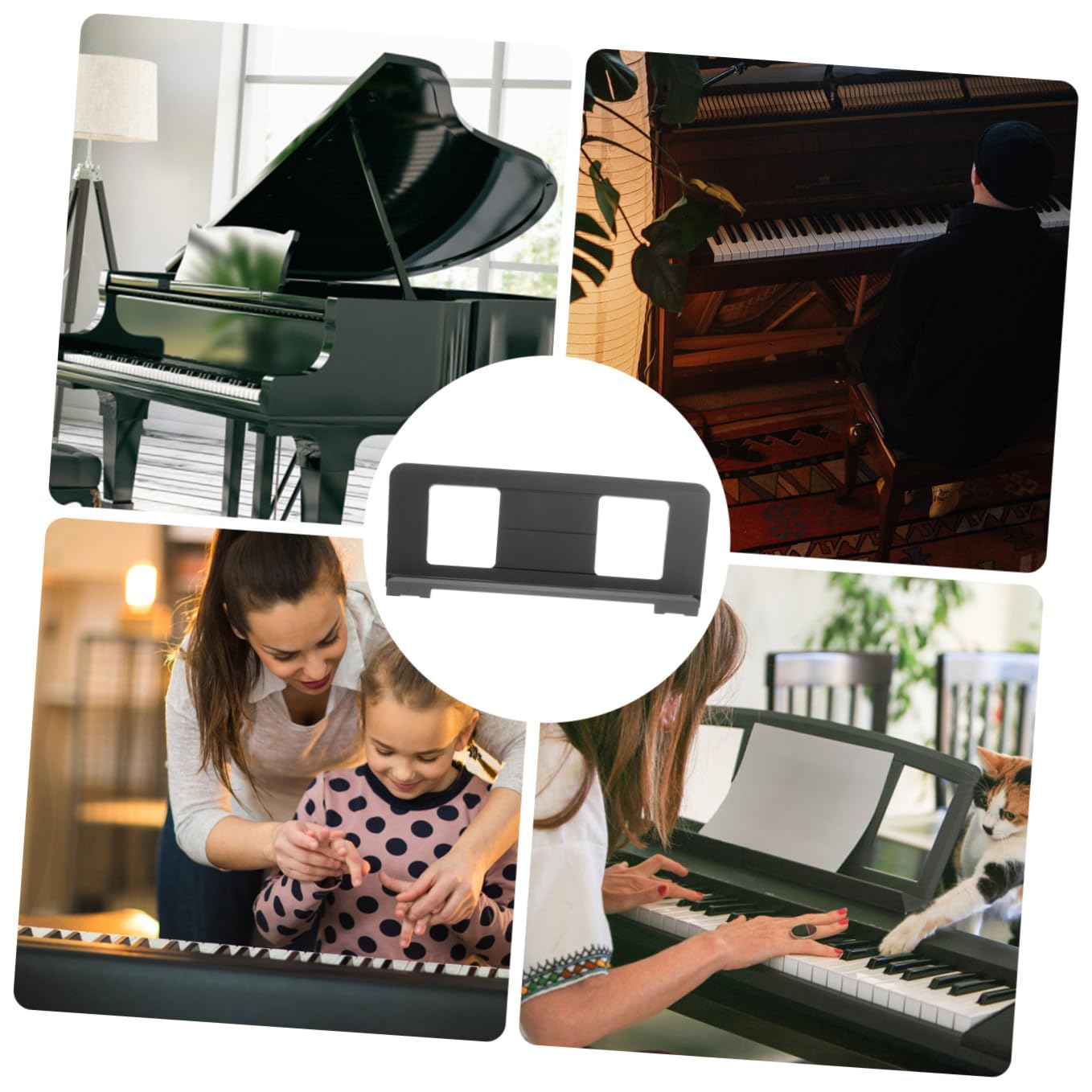 TOYANDONA Support de Partitions Musicales pour Clavier en Abs Noir Compact Bavures, Pupitre Élégant et Simple pour Pratiquer la Musique