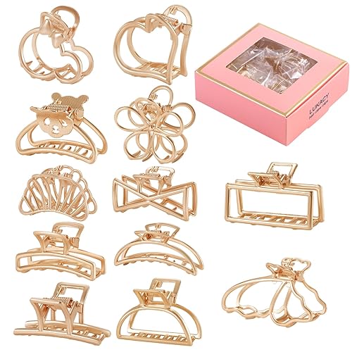 Miniatura 9 de LUKACY Paquete de 6 pinzas grandes de metal para el cabello abrazaderas grandes antideslizantes de 4 pulgadas abrazaderas de cabello doradas