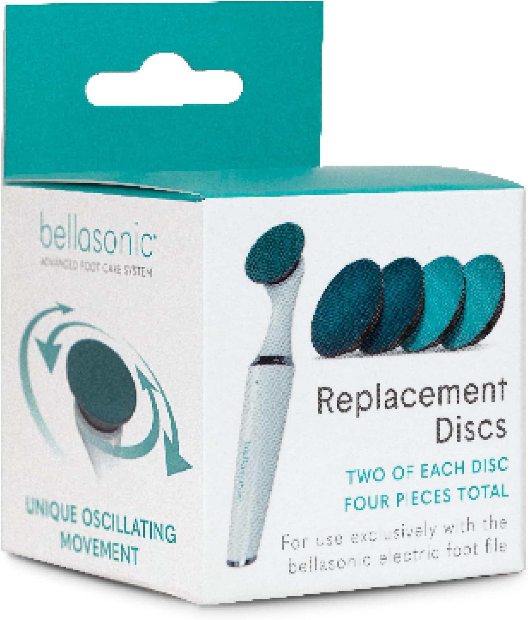 Replacement Discs for Bellasonic Electric Foot File + Callus Remover w/Unique Oscillating Head – File & Smooth Dry, Cracked Skin on Feet – Salon Quality Pedicure w/Portable, Rechargeable Tool
