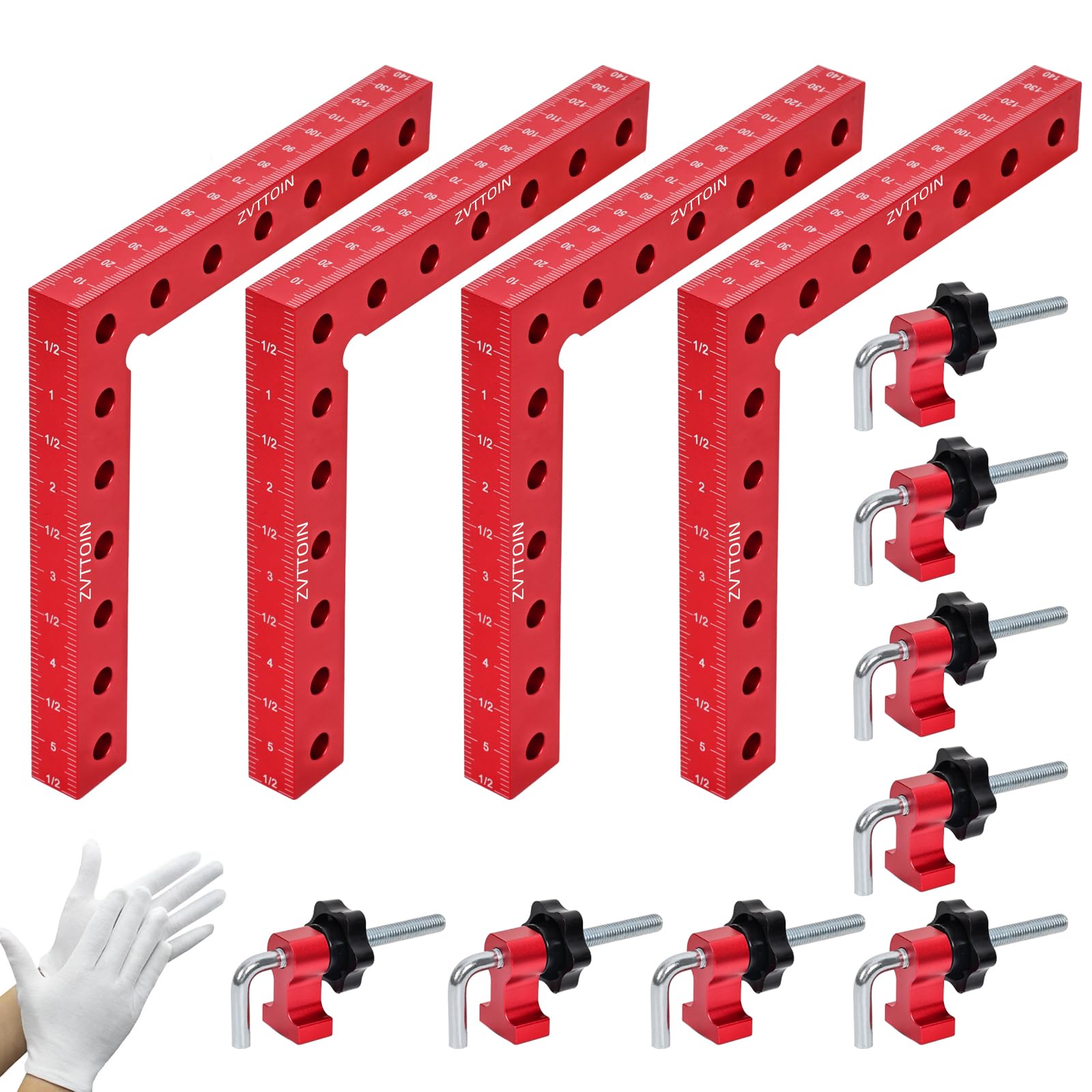 Corner Clamps for Woodworking, 90 Degree Clamp, Right Angle Clamp, Woodworking Positioning Angle Clamp, 5.5 Inch (14 cm) Aluminum Angle Clamp, Square Tool (5.5×5.5"(14×14cm), 4 Pack)