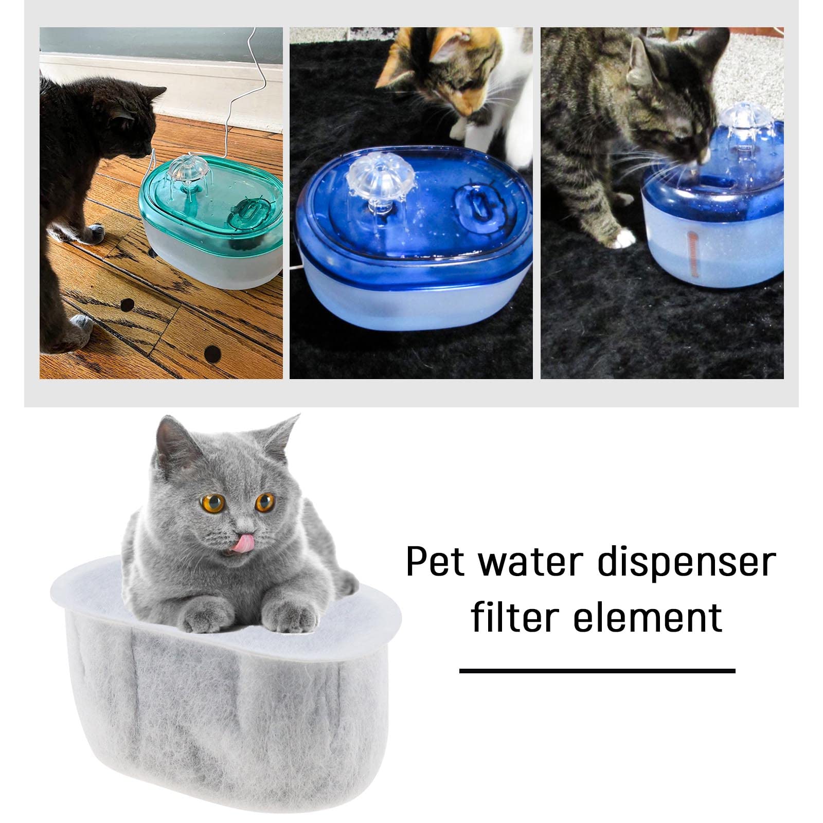 YINETTECH 8PCS Pet Fountain Filters Compatible with Wopet 2L/67oz Automatic Cat Fountain Pet Water Dispenser Filters Drinking Fountain Accessories 6.3x3.7x3.5cm - Image 2