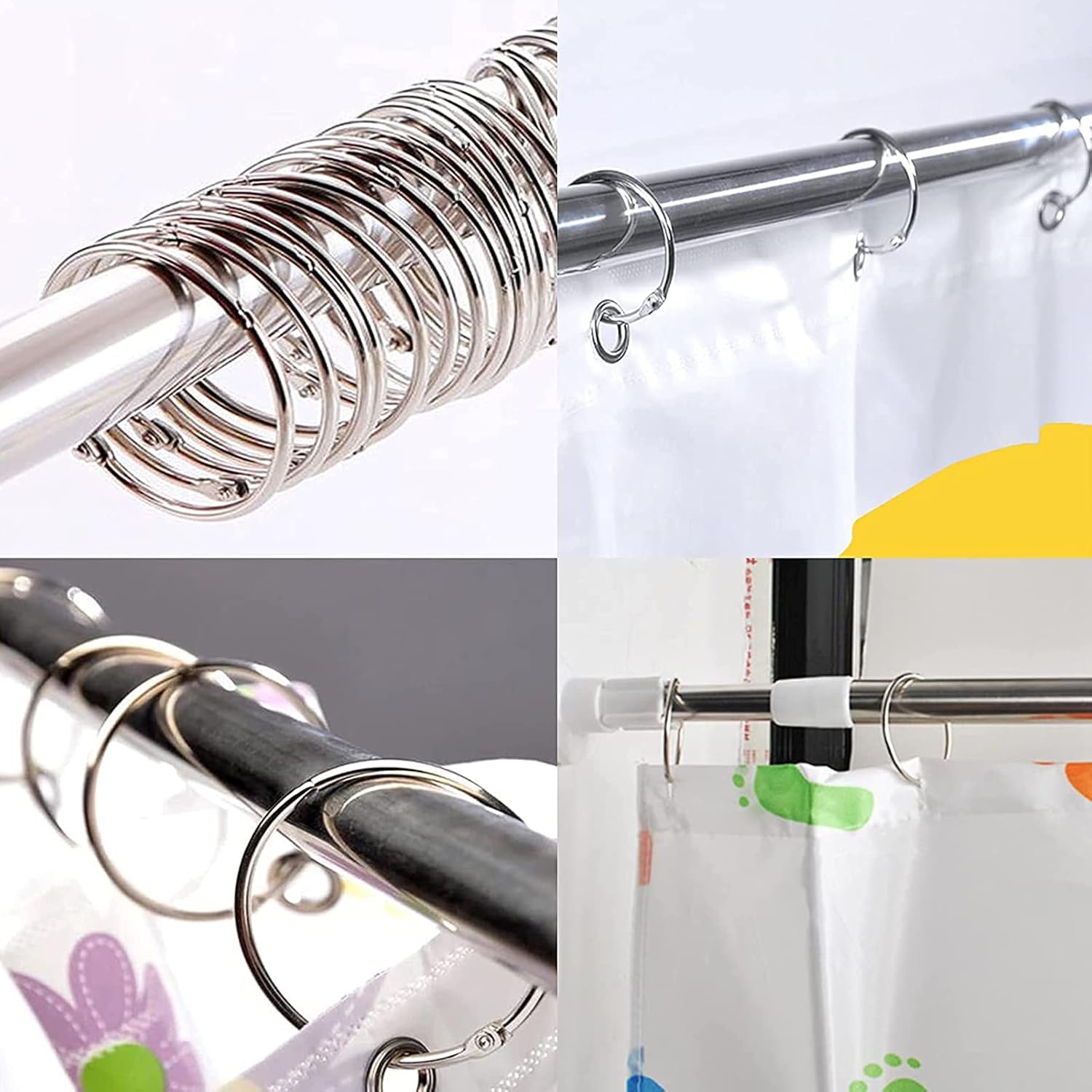 IPEA 12 Anneaux De Rideaux Douche Avec Crochet En Métal - Fabriqués En