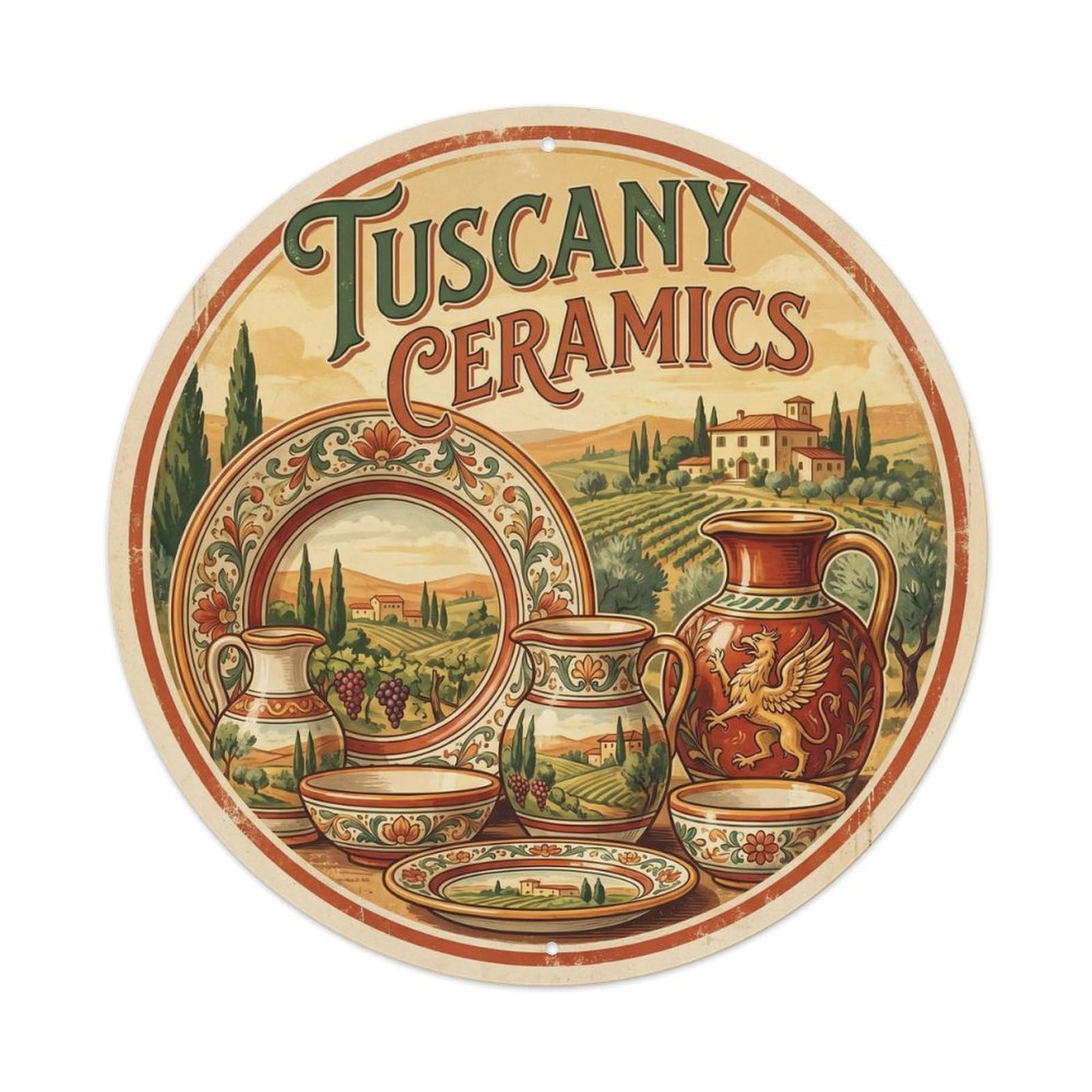 Ceramics Tuscany Italy Cultural Travel Retro Metal Tin Sign