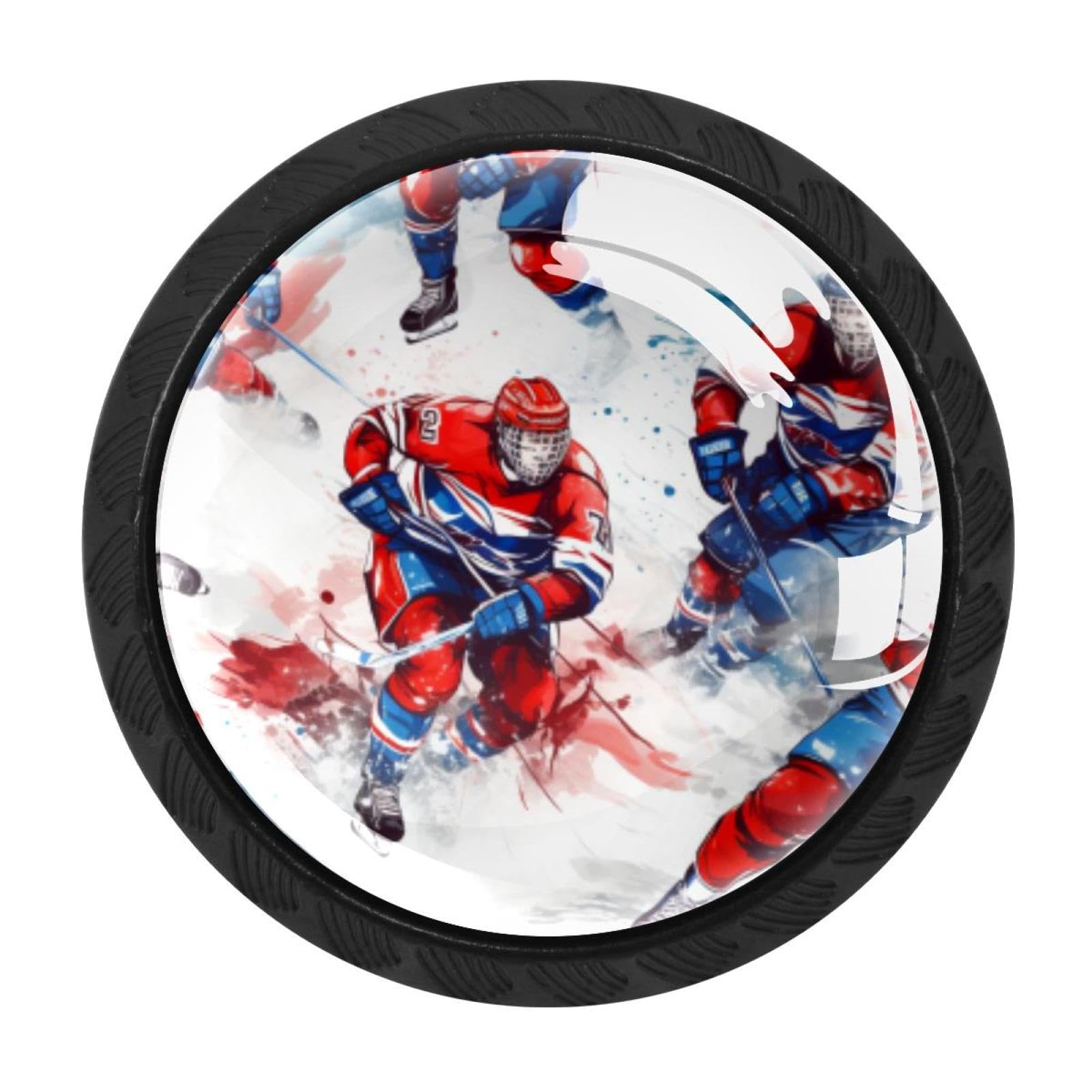 Chenzzzz Multicolored 02 4 Pcs Ice Hockey Cabinet Knobs Crystal Drawer Pulls For Kitchen, Bathroom Cabinet, Dresser And Cupboard