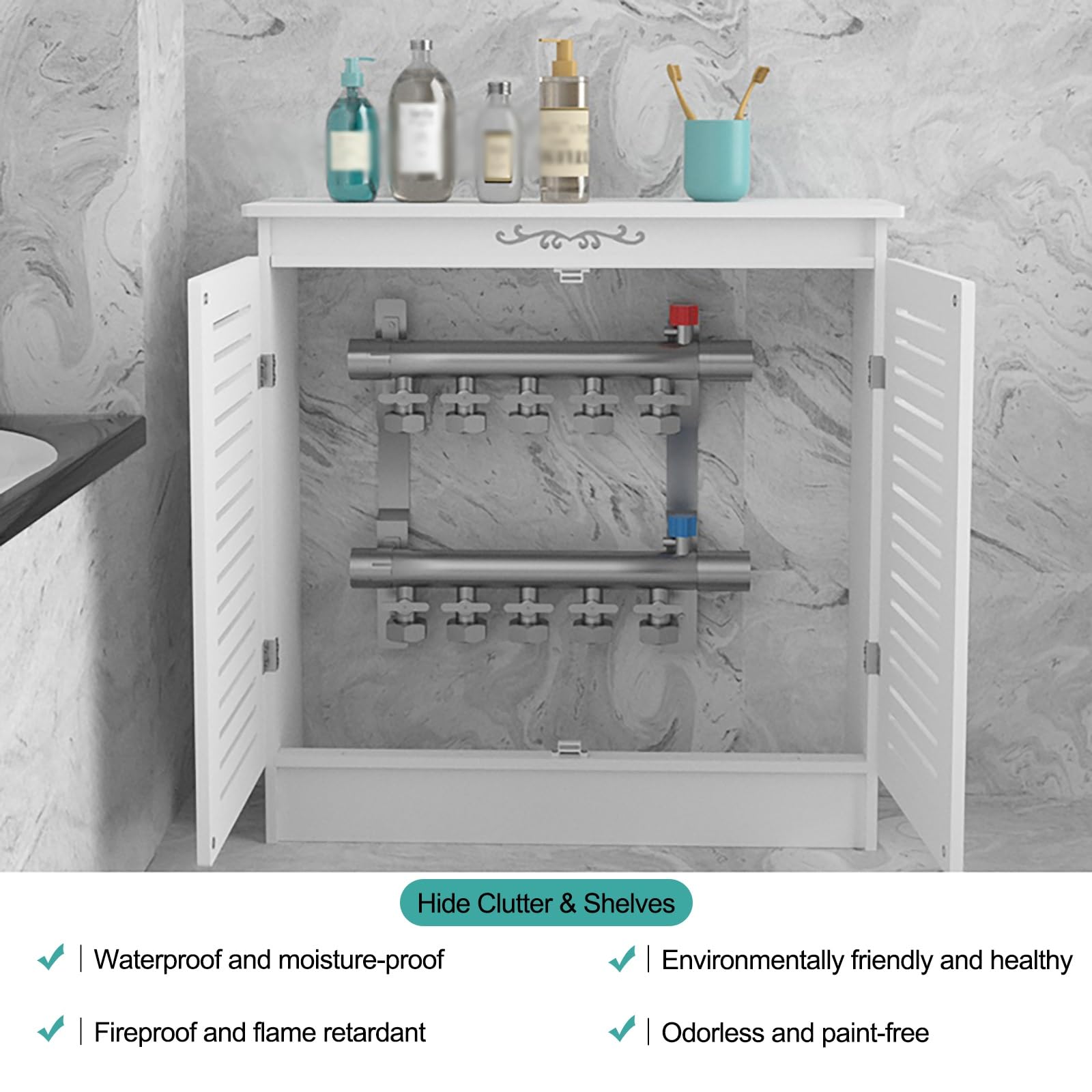 Generico Copritermosifone Bianco Moderno con ripiano portaoggetti - Elegante mobiletto riscaldante per l'arredamento della casa, Facile da Montare, Perfetto per Il Soggiorno (50x80x20 cm/19,68x31,49x