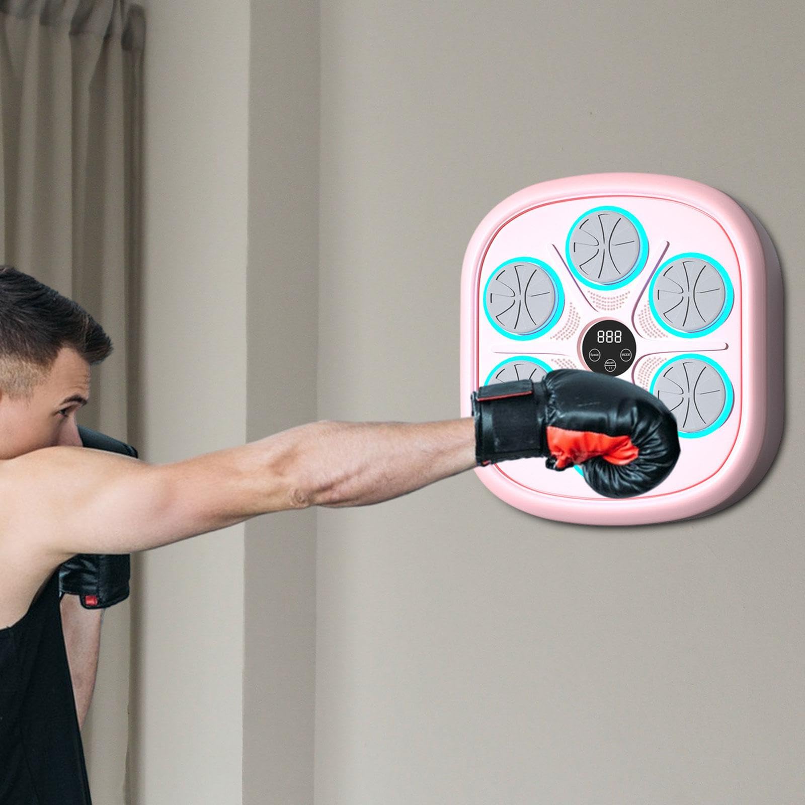 Music Boxing Machine Entrenador Electrónico Pad de Boxeo Musical Dispositivo Portátil con Luces Tabla de Golpeo Ajustable para Entrenamiento Físico Ad