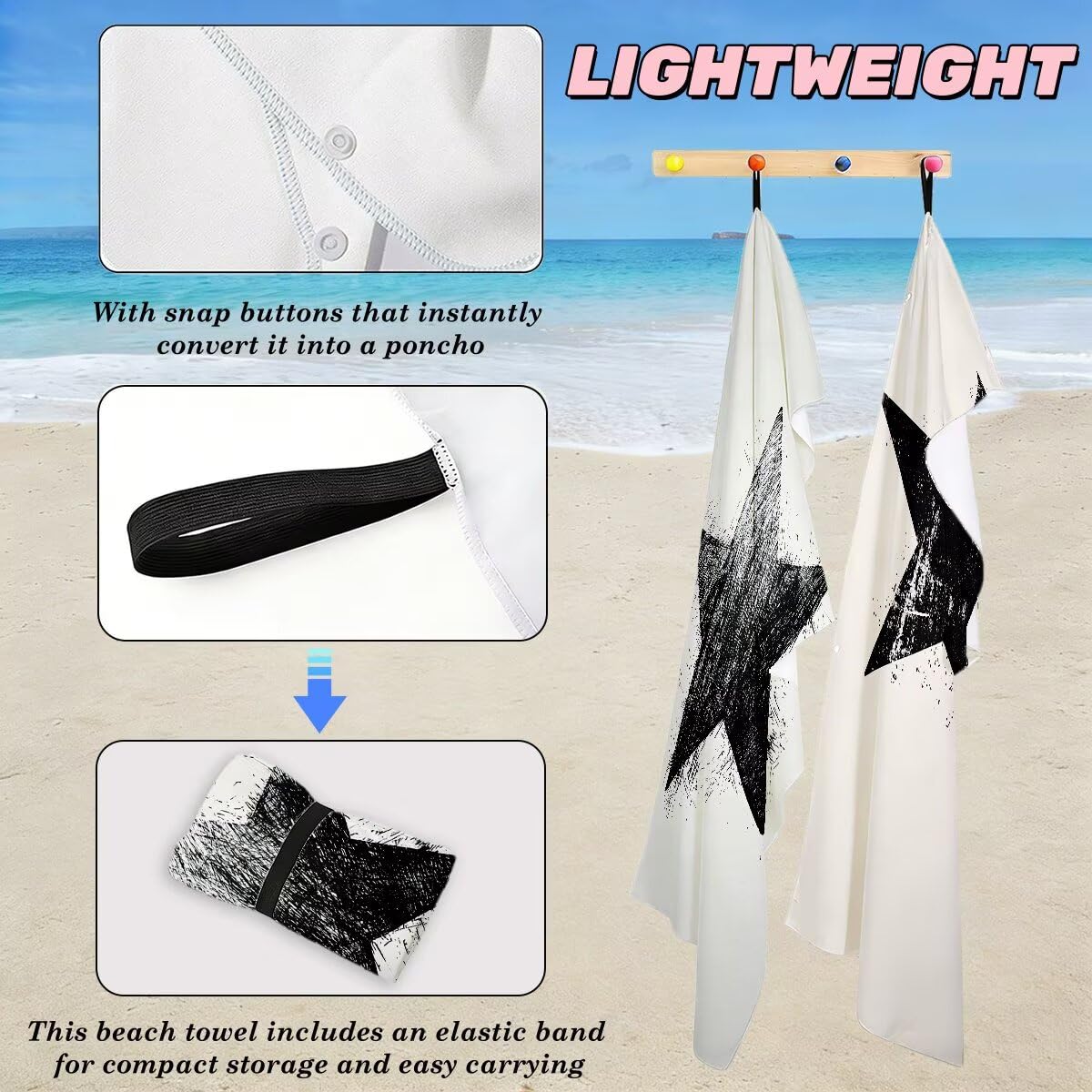 Juego de 2 Toalla Playa Grande 80x160 cm, Secado Rapido Toalla Microfibra Gimnasio, Antiarena Toallas de Playa Simple, Grande Ligera Compacta Toallas Microfibra Mujer Hombre para Viaje Piscina -5080