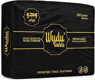Wudu Towel After Ablution – 120 Count – Biodegradable Cloth-Based Dry Towels – Islamic Prayer Accessory for Home, Mosques, Travel – Pairs with Prayer Beads, Mats & Qibla Compass | Refill Pack