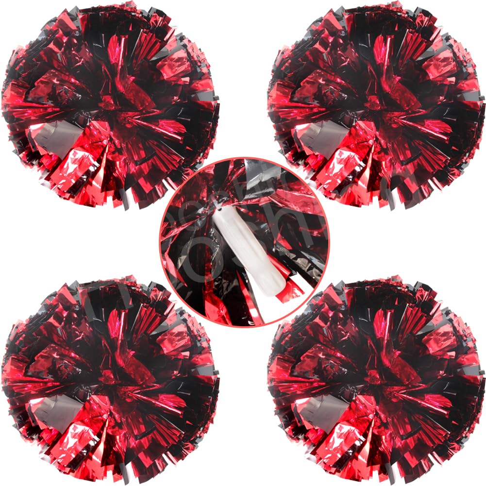 Hooshing 4PCS Cheer Pom Poms with Plastic Handle Cheerleading Pompoms for Kids Team Sports Party Cheering