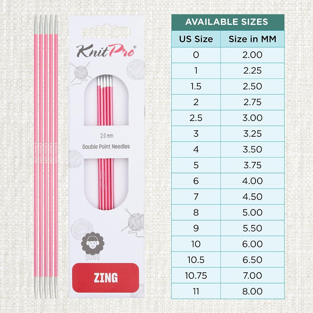 KnitPro Zing Double Pointed Needles 6" (15cm) | US Size 0 (2mm) - Image 4